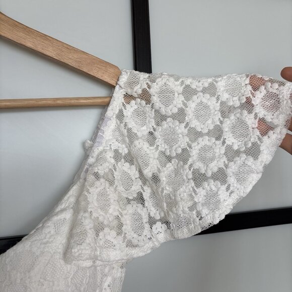 Angel Biba Milkmaid Babydoll Dress Size Medium White Coquette Floral Angelcore - Picture 7 of 15